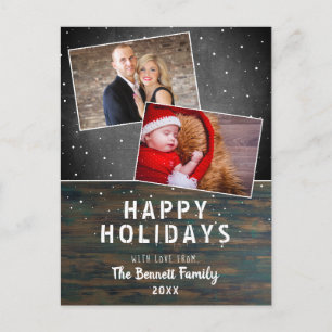 Carte Postale Bois rustique Chalkboard Neige 2 Photo Noël