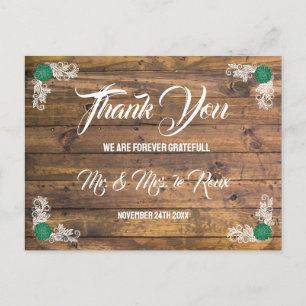 Carte Postale Bois rustique et Mariage Fleur sauvage