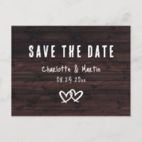 Bois Rustique Mariage Deux Coeurs Sauver La Date