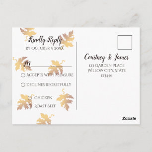 Carte Postale Bois rustique & Tournesol RSVP Mariage de automn