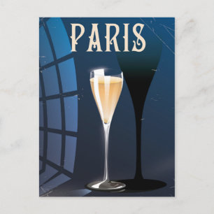 Carte Postale Boisson à vin de Paris affiche de voyage de style