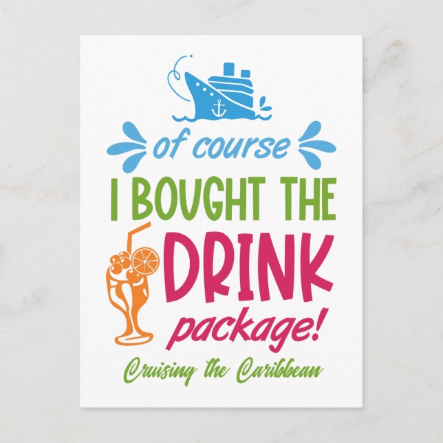 Carte Postale Boissons de croisière à destination personnalisée (Devant)
