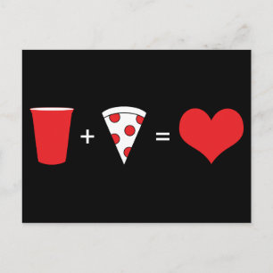 Carte Postale boissons + pizza = amour