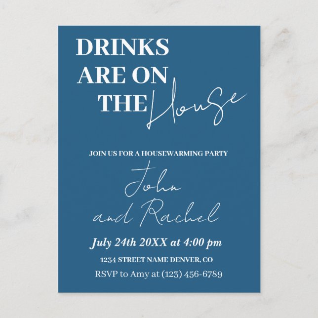 Carte Postale Boissons sont sur la maison ménage fête de chauffa (Devant)