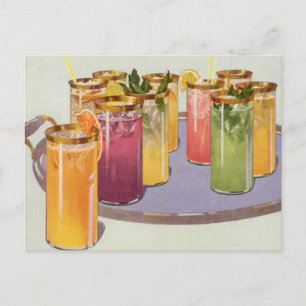 Carte Postale Boissons vintages, boissons avec glaçons sur plate