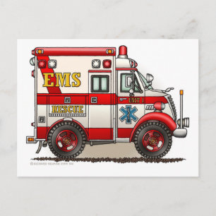 Carte Postale Boîte Ambulance EMS urgences EMT