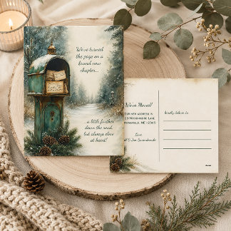Carte Postale Boîte aux lettres hivernale rustique vintage Nous 