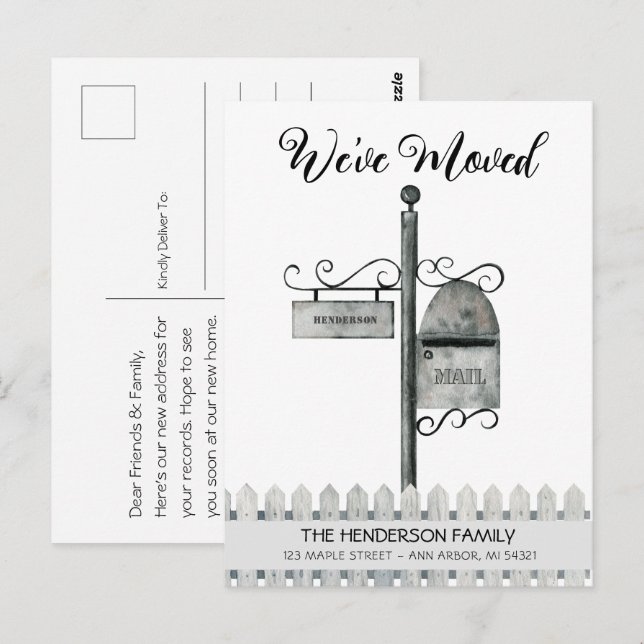 Carte Postale Boîte aux lettres Nouvelle maison Moving Faire-par (Devant / Derrière)