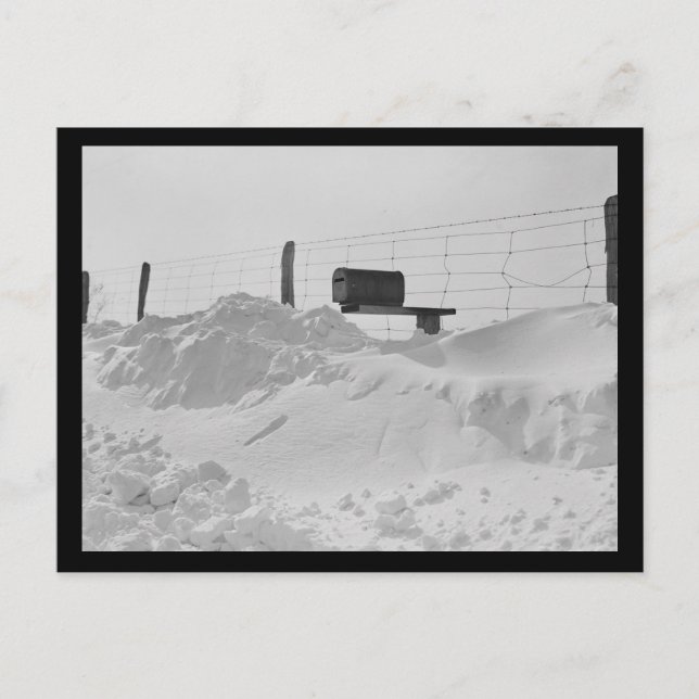 Carte Postale Boîte aux lettres sur clôture en haute neige photo (Devant)
