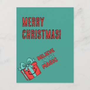 Carte Postale Boîte cadeau de Noël avec message joyeux