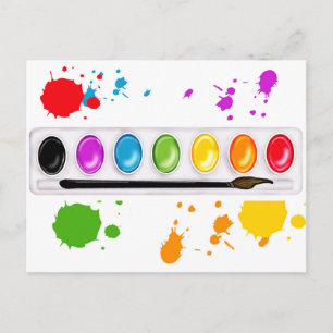 Carte Postale boîte de peinture avec éclaboussures