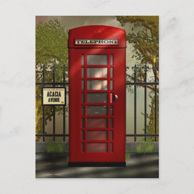 Carte postale Boîte de téléphone rouge (Devant)