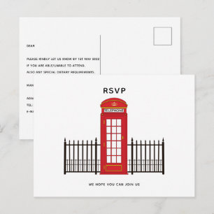 Carte Postale Boîte de téléphone rouge RSVP