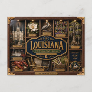 Carte Postale Boîte ombre 3D de la Louisiane État