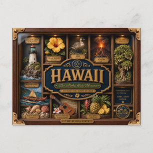 Carte Postale Boîte ombre 3D figurine État d'Hawaï