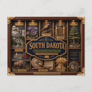 Carte Postale Boîte ombre du Dakota du Sud Figurine 3D État