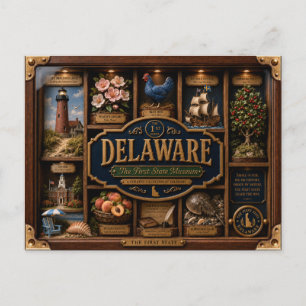 Carte Postale Boîte ombre du Delaware Figurine 3D État