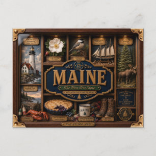 Carte Postale Boîte ombre du Maine Figurine 3D État