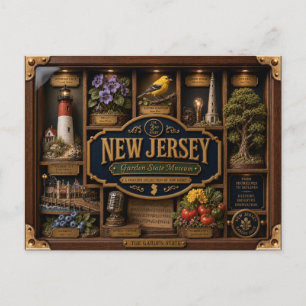 Carte Postale Boîte ombre du New Jersey Figurine 3D État