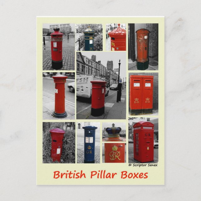 Carte Postale Boîtes British Pillar (Devant)