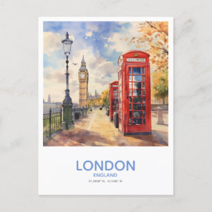 Carte Postale Boîtes de téléphone rouge et Big Ben - Londres, An
