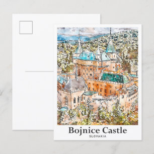 Carte Postale Bojnice Castle Slovénie Travel Aquarelle Sketch
