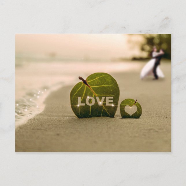Carte Postale Bokeh Love et Mariage Couple Beach (Devant)