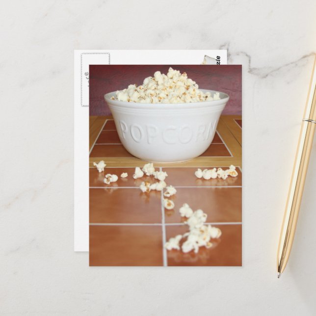 Carte Postale Bol de pop-corn (Devant/Arrière en situation)