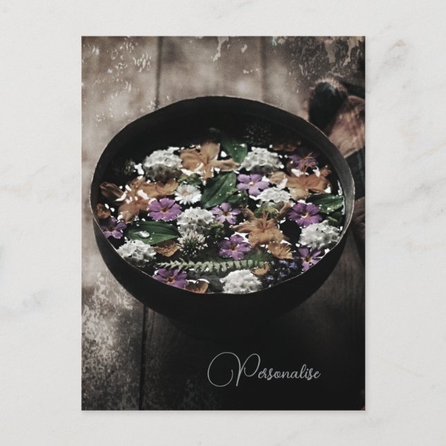 Carte Postale Bol floral d'eau de fleurs de prairie rustique (Devant)