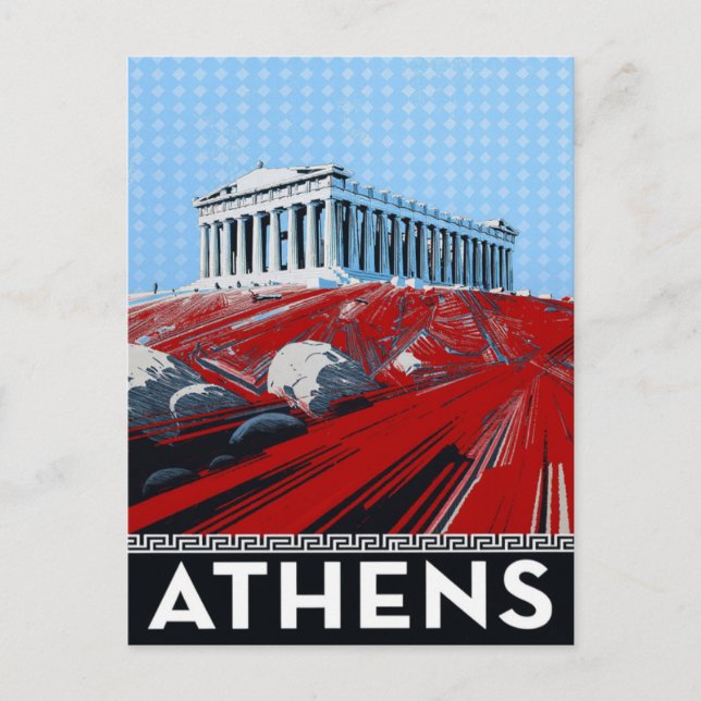 Carte Postale Bold Pop Art Style Athens Parthenon Greece (Devant)