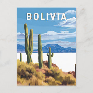 Carte Postale Bolivie Illustration Travel Art Vintage