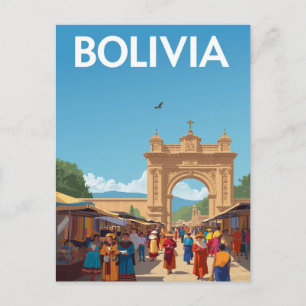 Carte Postale Bolivie Marché Voûte Rétro