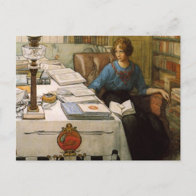 Carte Postale Bolla à la bibliothèque (Devant)