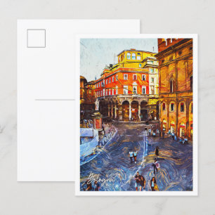Carte Postale Bologne Italie Belle Peinture à huile Ville