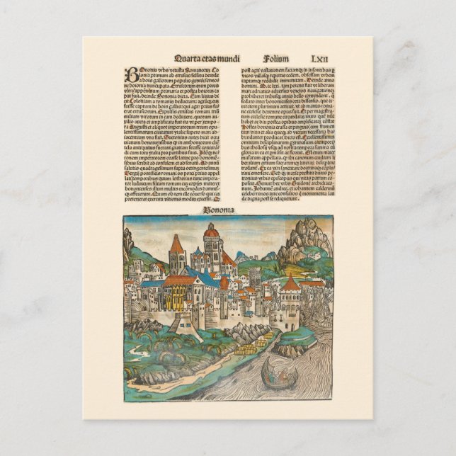 Carte Postale Bologne Italie Nuremberg Chronique Livre médiéval (Devant)