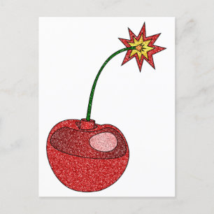 Carte Postale Bombe cerise parties scintillant