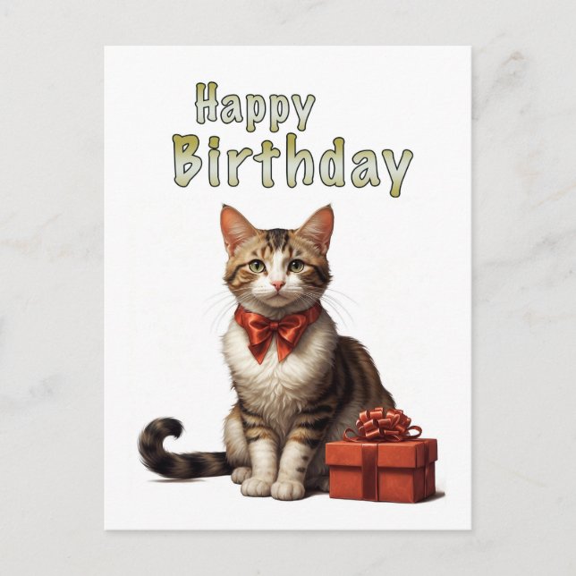 Carte Postale bon anniversaire chat (Devant)