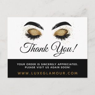 Carte Postale Bon de réduction pour le maquillage de cils dorés 