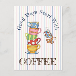 Carte Postale Bon Jours Commencez Avec Café