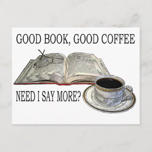 CARTE POSTALE BON LIVRE, BON CAFÉ