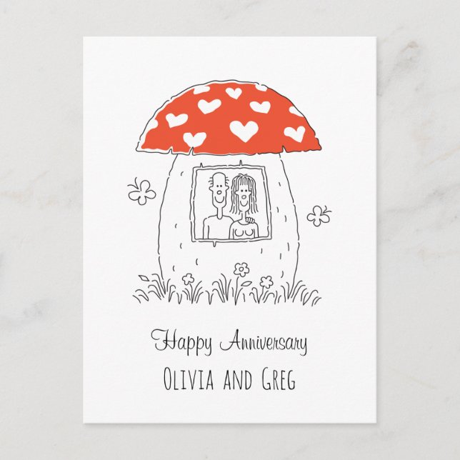 Carte Postale Bon Mariage Anniversaire Coeur Champignon (Devant)