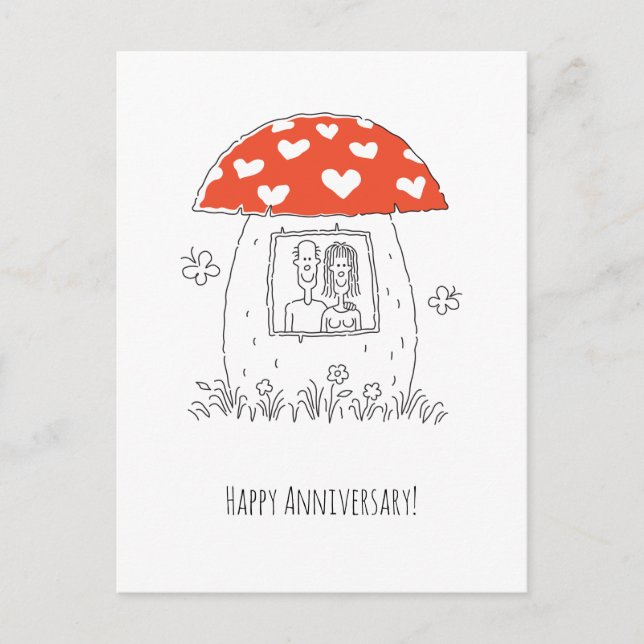 Carte Postale Bon Mariage Anniversaire Coeur Couple Champhroom (Devant)