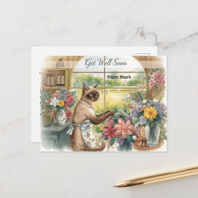 Carte Postale Bon rétablissement au golf avec une balle de golf  (Devant/Arrière en situation)