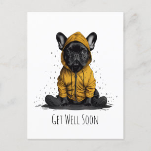 Carte Postale Bon rétablissement Bouledogue français portant un