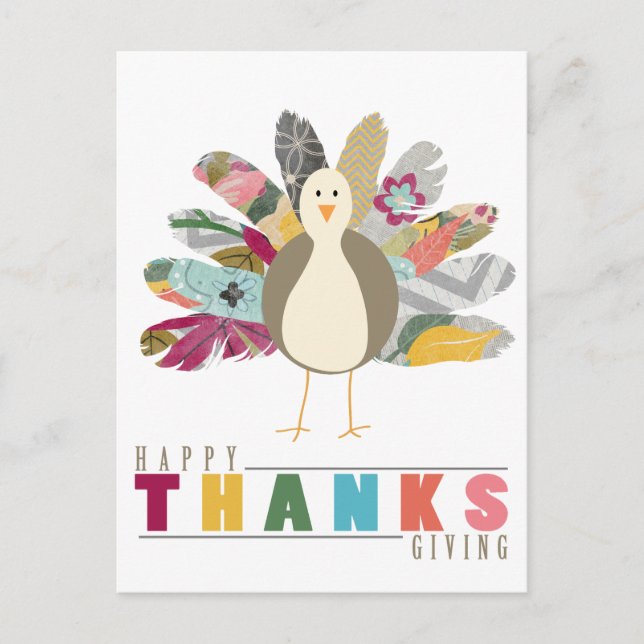 Carte postale Bon thanksgiving ami plumes (Devant)
