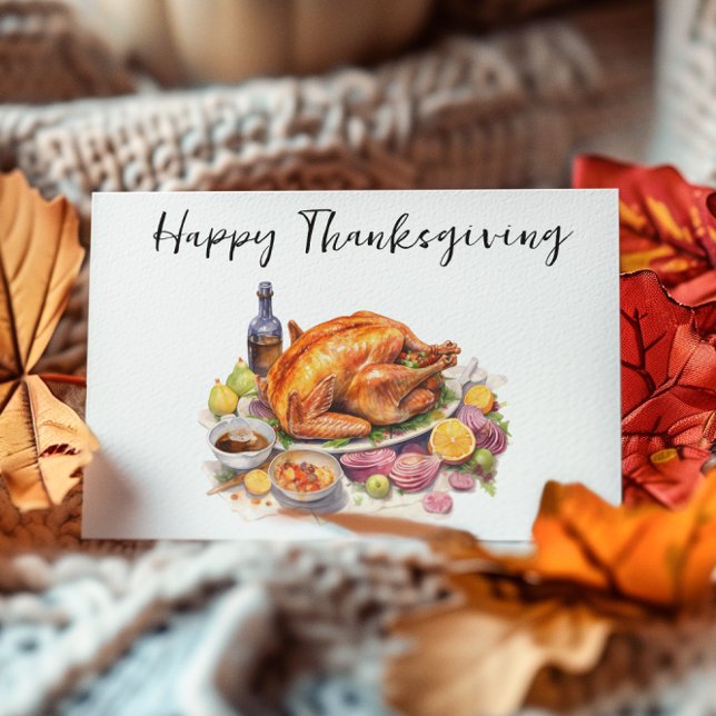 Carte Postale Bon thanksgiving Aquarelle diner diner (Créateur téléchargé)