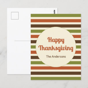 Carte Postale Bon thanksgiving avec nom Coloris d'automne
