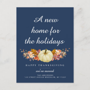 Carte Postale bon thanksgiving bleu marine en mouvement faire-pa