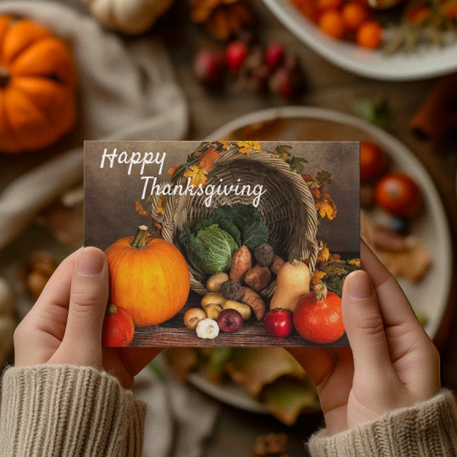 Carte Postale Bon thanksgiving Citrouille de récolte d'automne (Créateur téléchargé)