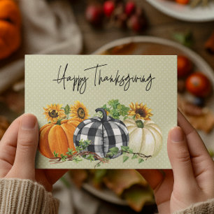 Carte postale bon thanksgiving Citrouille tourneso